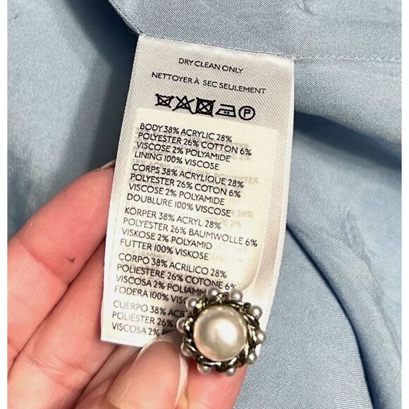 Maeve Anthropologie 2 Light Blue Tweed Sleeveless Mini Dress Blazer Parisian - Picture 7 of 7